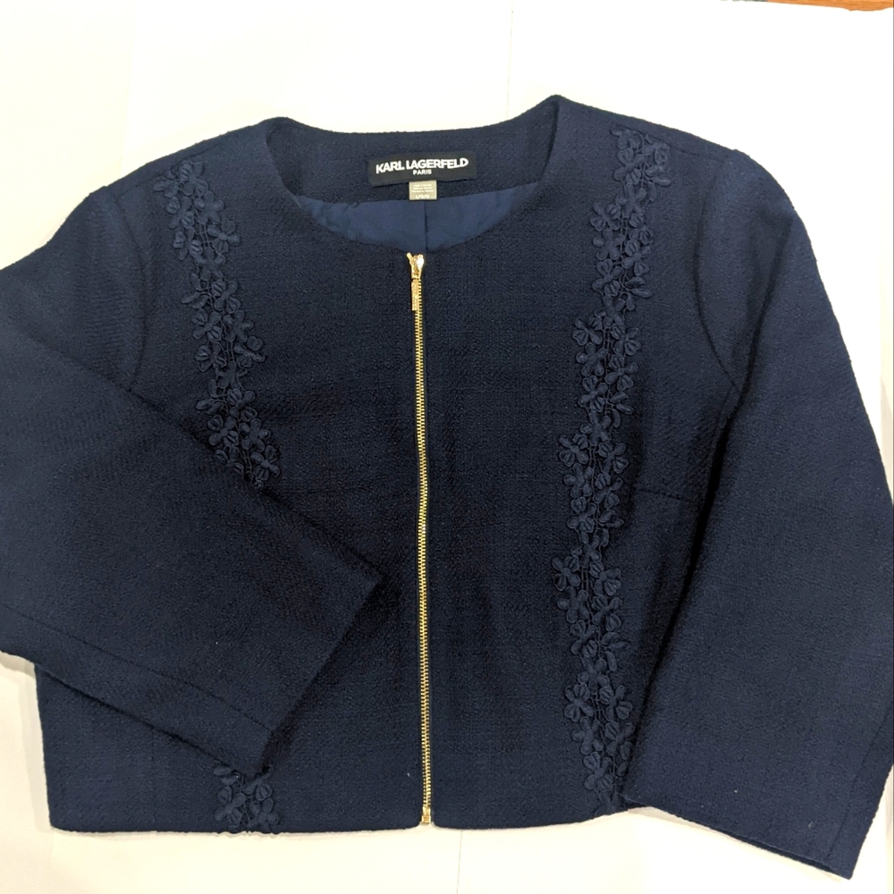 Karl Lagerfeld Paris navy 3/4sleeves jacket size L